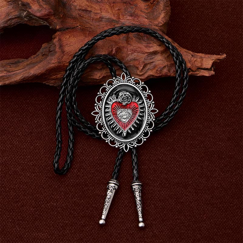 Cravatta bolo vintage con motivo floreale ovale, Sacro Cuore, Occhio di Rosa. - image 2
