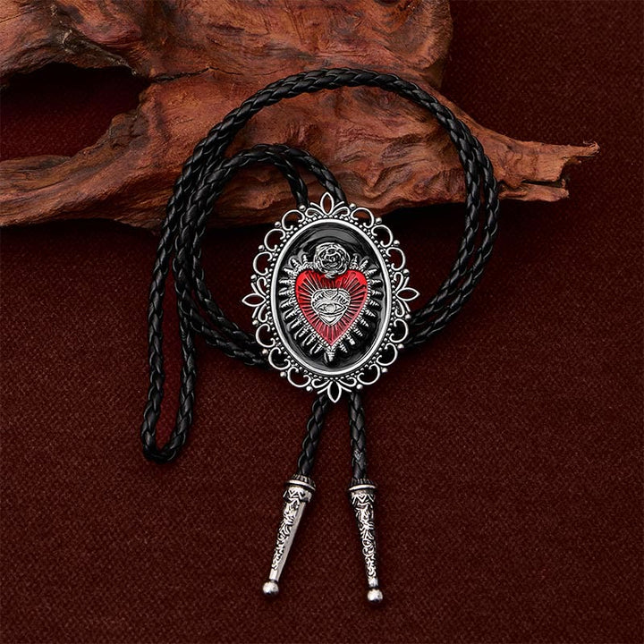Cravatta bolo vintage con motivo floreale ovale, Sacro Cuore, Occhio di Rosa. - image 2