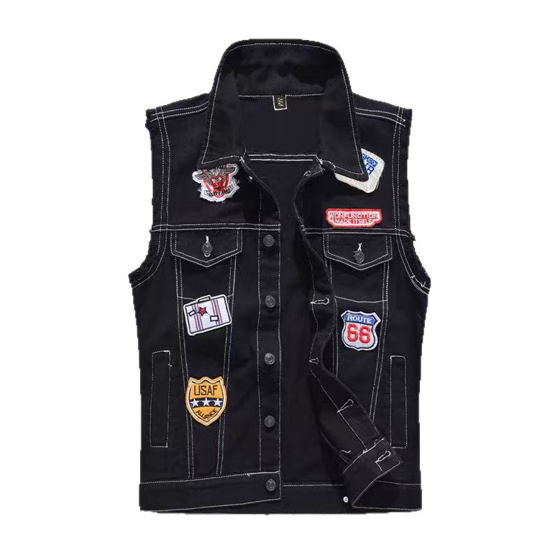 Gilet in denim nero patchwork Highway Rebel - image 11