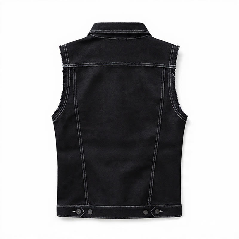 Gilet in denim nero patchwork Highway Rebel - image 12