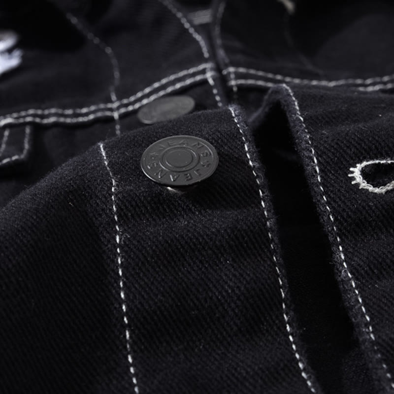 Gilet in denim nero patchwork Highway Rebel - image 8