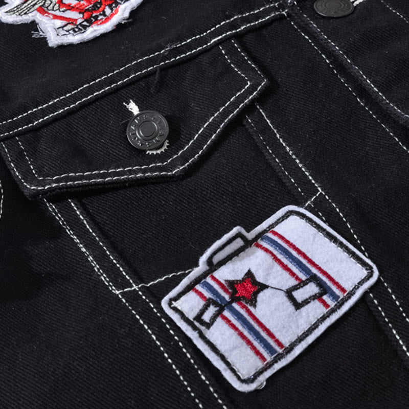 Gilet in denim nero patchwork Highway Rebel - image 6
