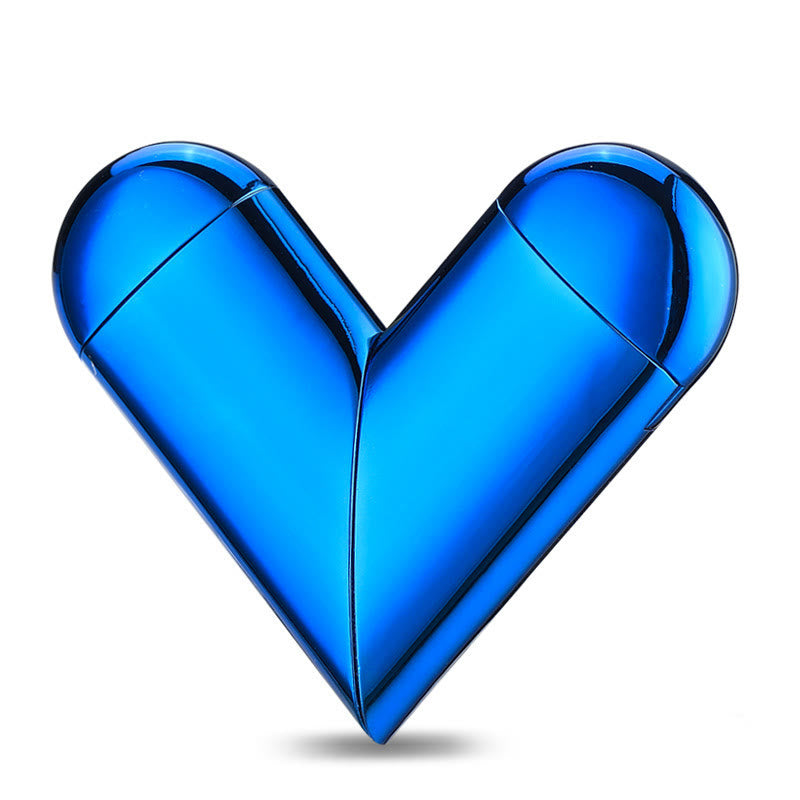 Accendino elettronico e a butano 2 in 1 a forma di cuore pieghevole - Blu - image 14
