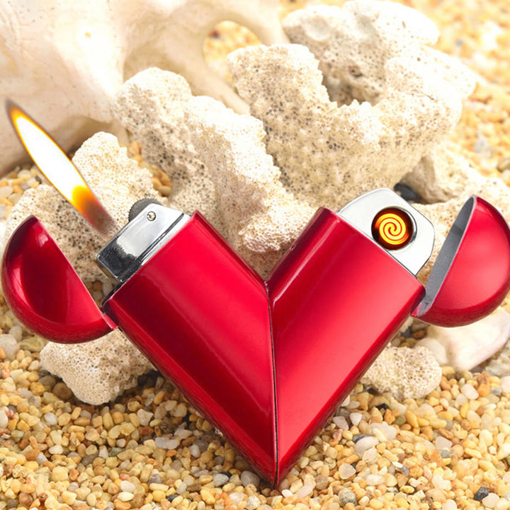 Accendino elettronico e a butano 2 in 1 a forma di cuore pieghevole - image 1