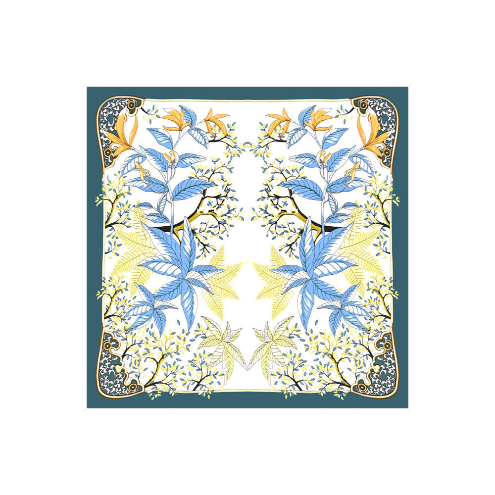 Elegante foulard quadrato da collo con stampa botanica da donna - image 3