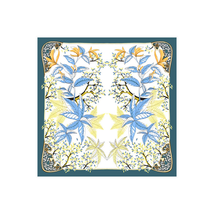 Elegante foulard quadrato da collo con stampa botanica da donna - image 3