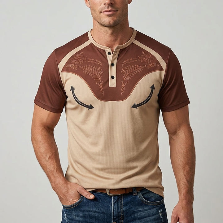 Camicia Henley da uomo vintage con stampa western azteca - image 1