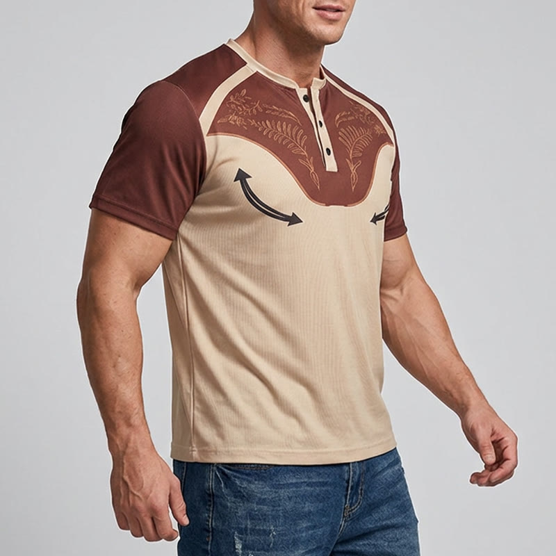Camicia Henley da uomo vintage con stampa western azteca - image 2