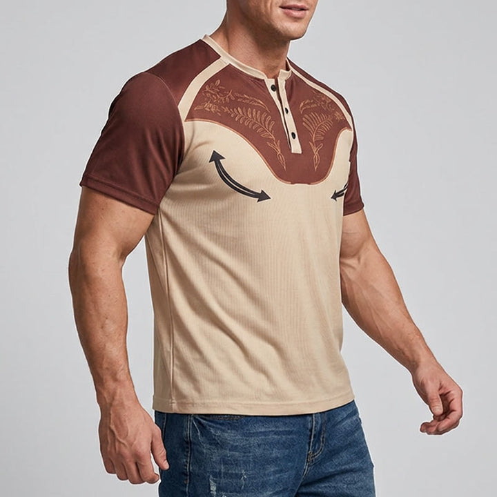 Camicia Henley da uomo vintage con stampa western azteca - image 2