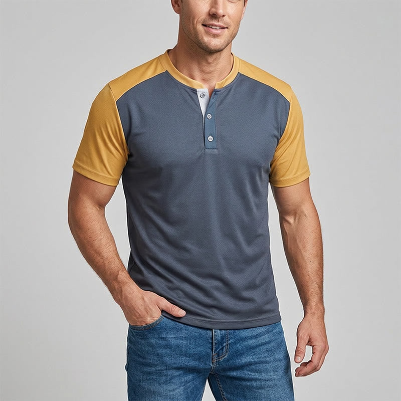 Camicia Henley da uomo vintage lavata, estiva e casual. - image 1