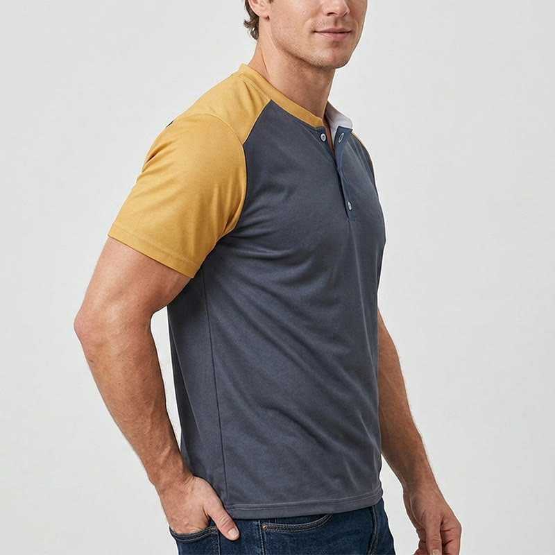 Camicia Henley da uomo vintage lavata, estiva e casual. - image 2
