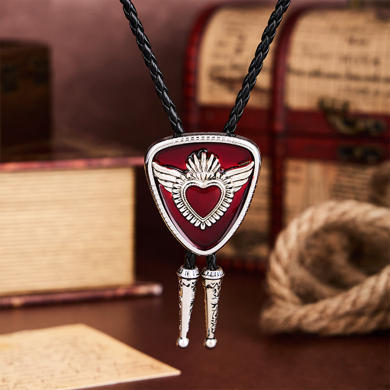 Cravatta bolo retrò western con alette e Sacro Cuore - image 3