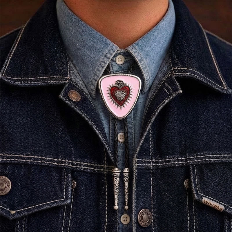 Cravatta bolo con rosa dell'occhio onniveggente e Sacro Cuore - Rosa - image 4