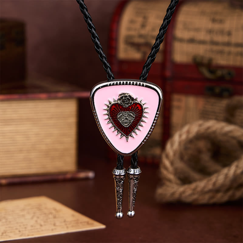 Cravatta bolo con rosa dell'occhio onniveggente e Sacro Cuore - image 7