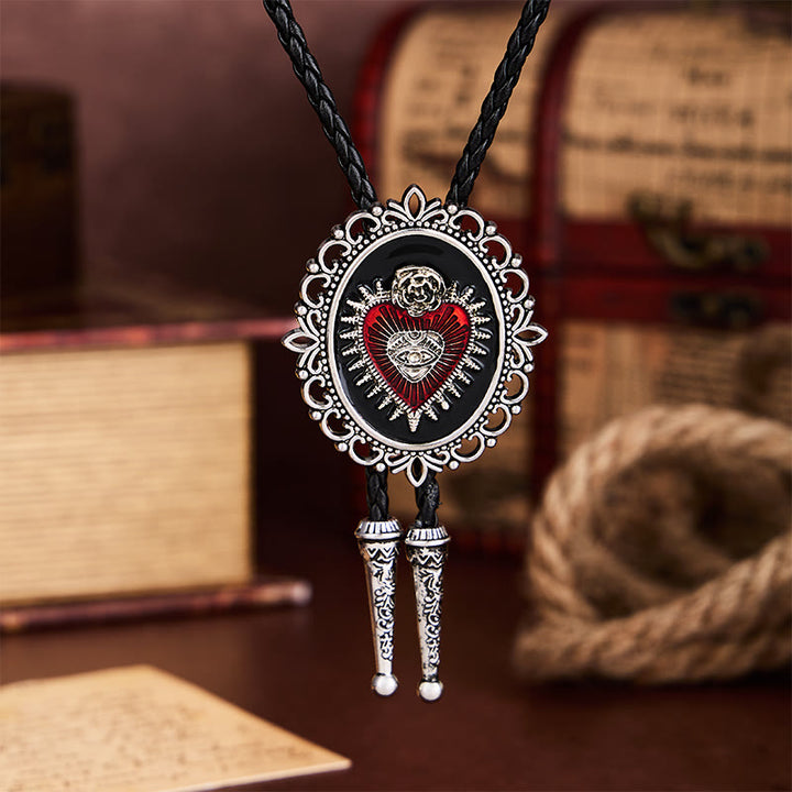 Cravatta bolo vintage con motivo floreale ovale, Sacro Cuore, Occhio di Rosa. - image 3