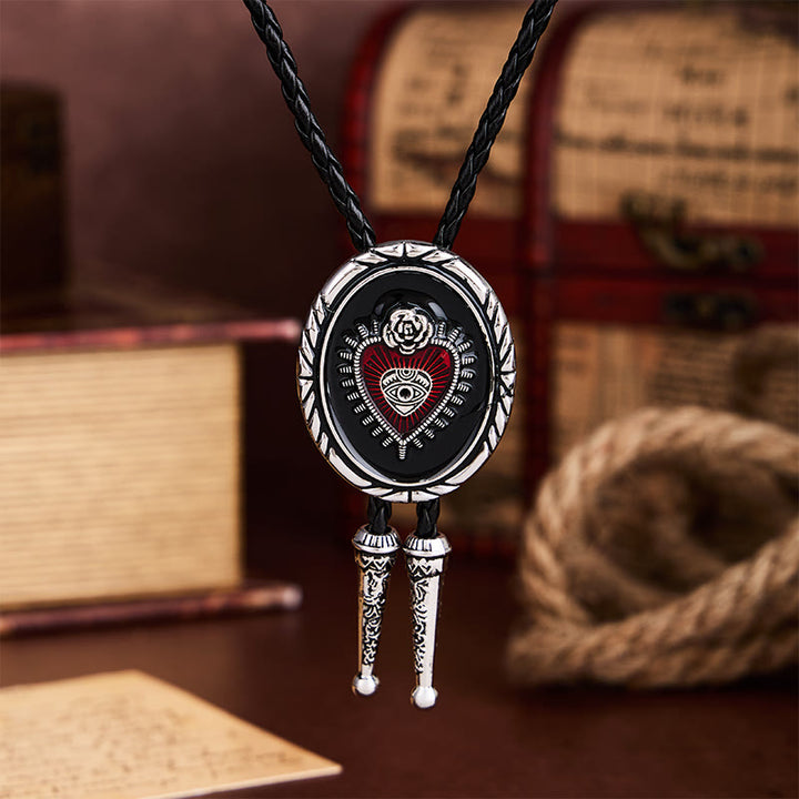 Bordo attorcigliato Ovale Sacro Cuore Occhio onniveggente Rosa Cravatta bolo - image 3