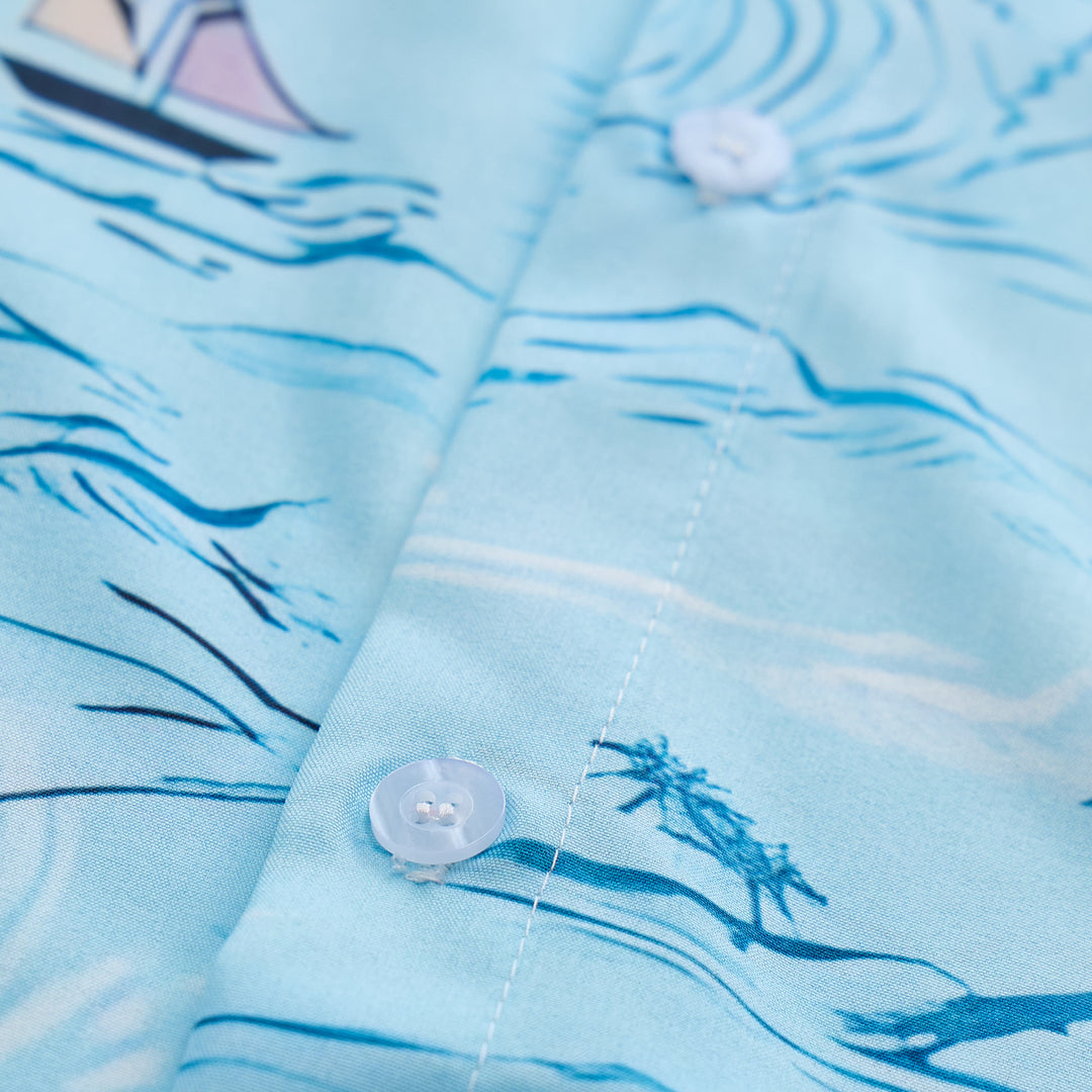 Camicia da uomo con stampa hawaiana a tema vacanze al mare, con bottoni. - image 5