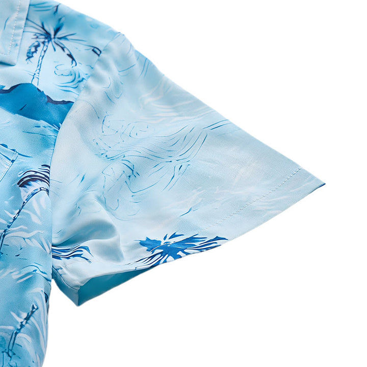 Camicia da uomo con stampa hawaiana a tema vacanze al mare, con bottoni. - image 7