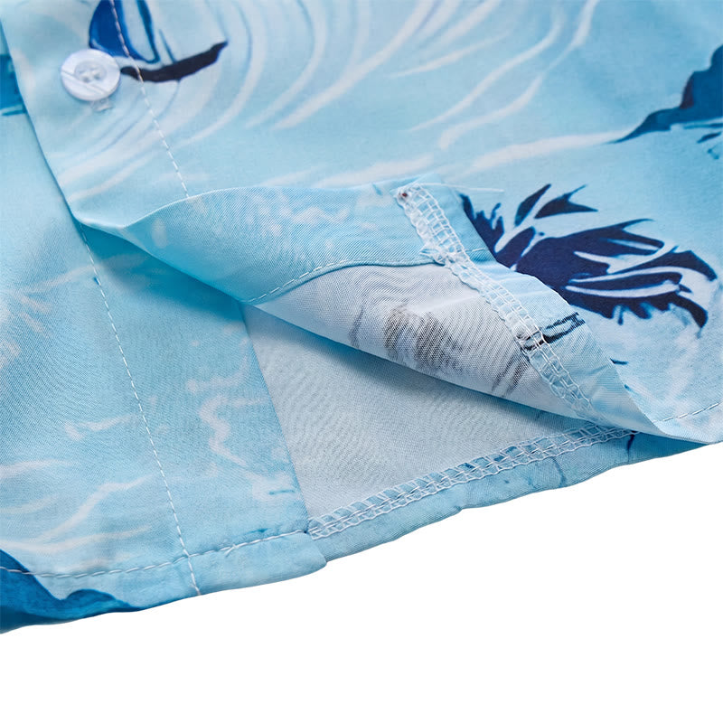 Camicia da uomo con stampa hawaiana a tema vacanze al mare, con bottoni. - image 8