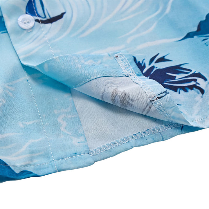 Camicia da uomo con stampa hawaiana a tema vacanze al mare, con bottoni. - image 8