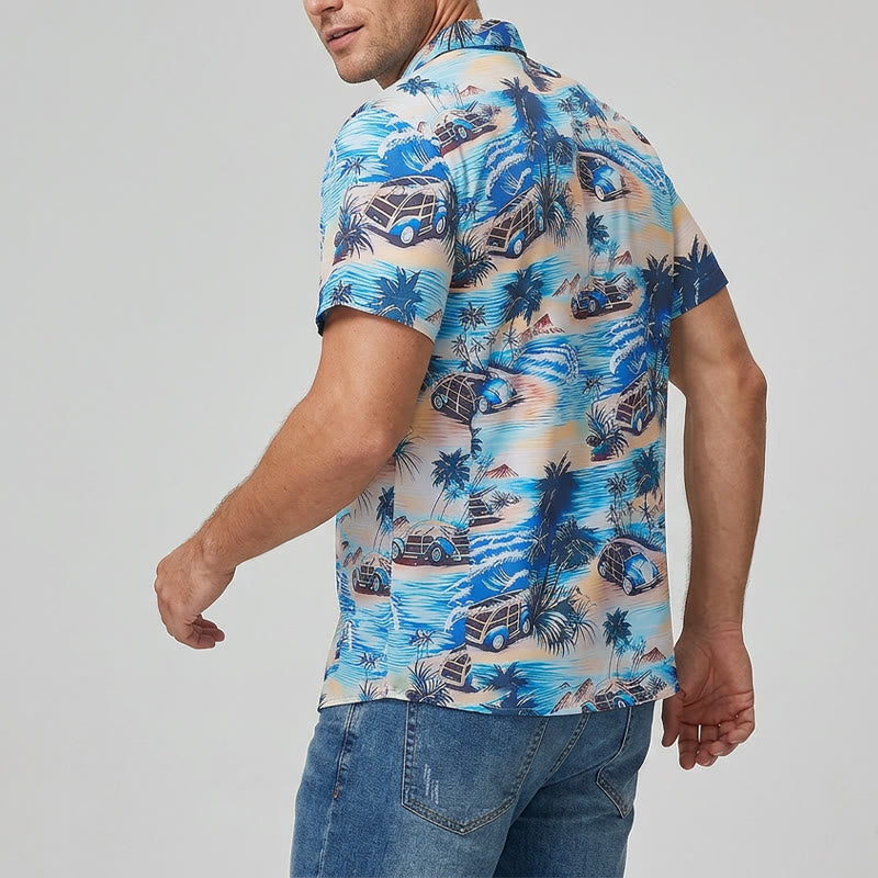 Camicia hawaiana da uomo per le vacanze estive al mare con bottoni - image 3