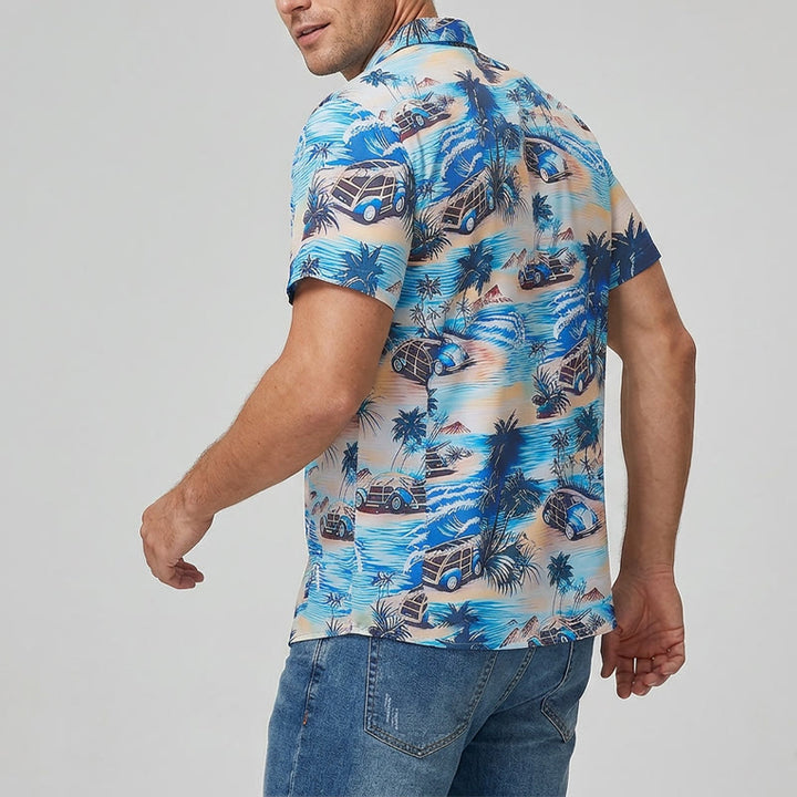 Camicia hawaiana da uomo per le vacanze estive al mare con bottoni - image 3