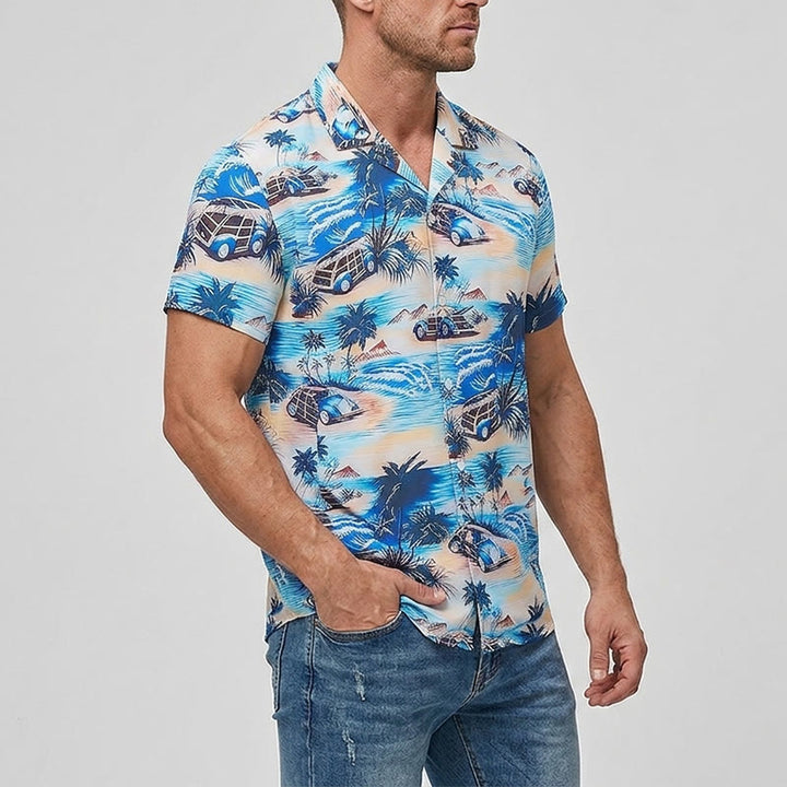 Camicia hawaiana da uomo per le vacanze estive al mare con bottoni - image 2
