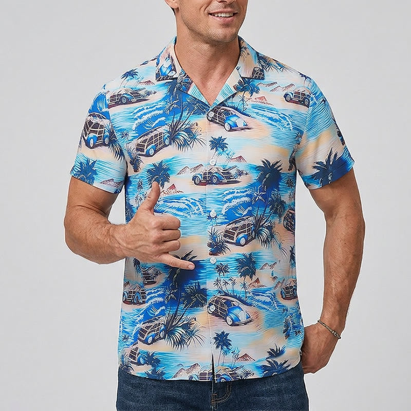 Camicia hawaiana da uomo per le vacanze estive al mare con bottoni - image 1