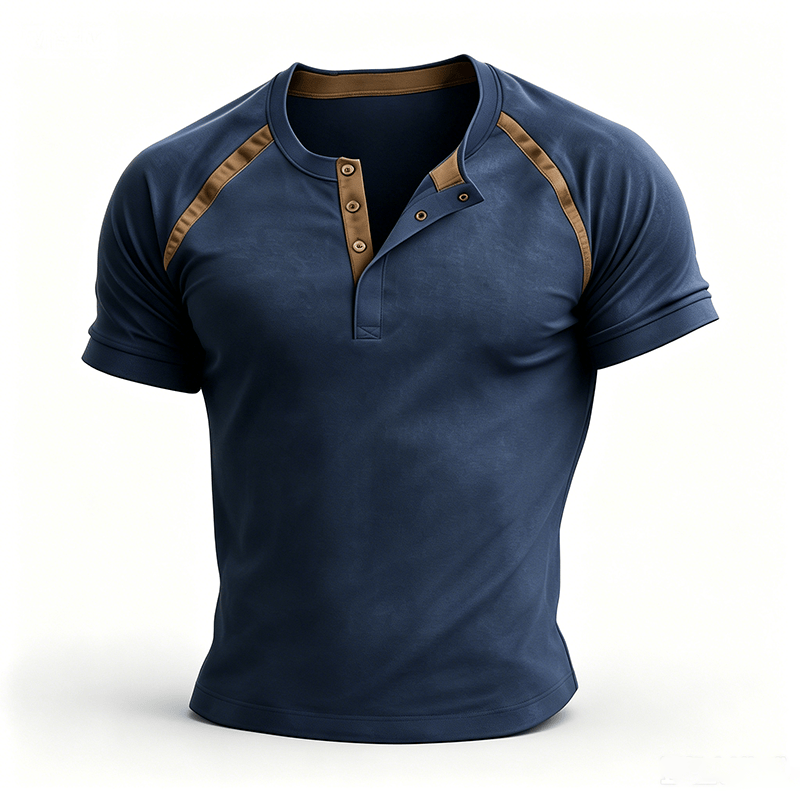 Camicia Henley da uomo vintage lavata, estiva e casual. - image 12