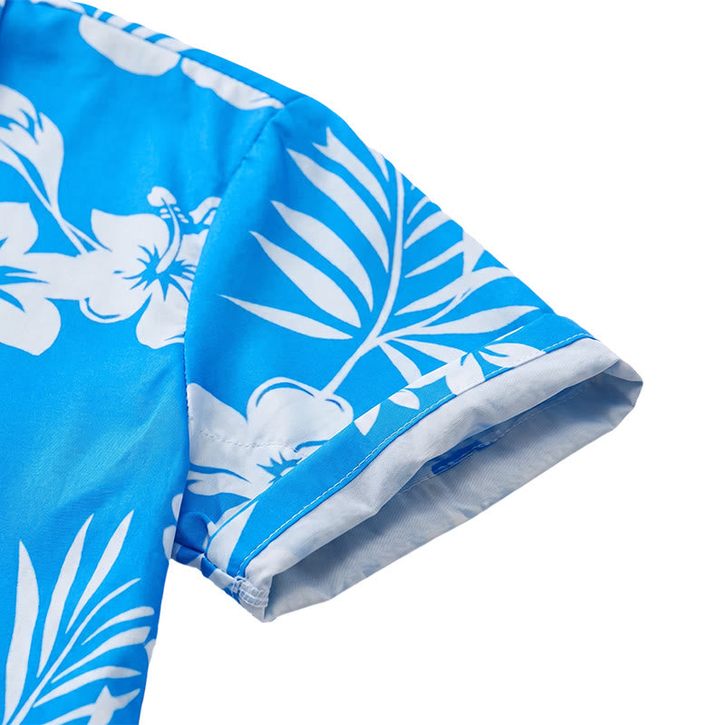 Camicia da uomo estiva a maniche corte con stampa floreale e foglie. - image 6
