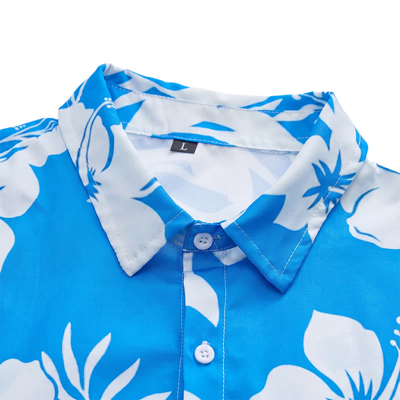 Camicia da uomo estiva a maniche corte con stampa floreale e foglie. - image 4