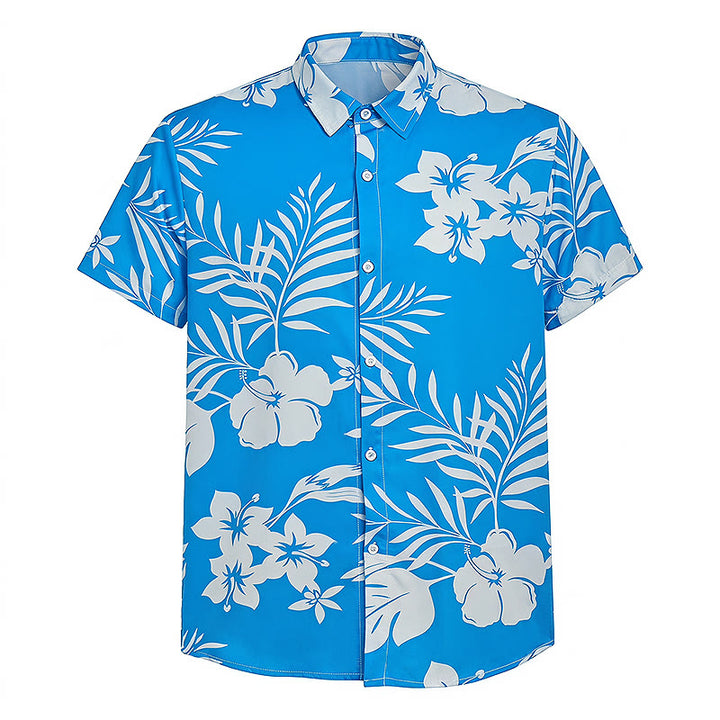 Camicia da uomo estiva a maniche corte con stampa floreale e foglie. - image 8
