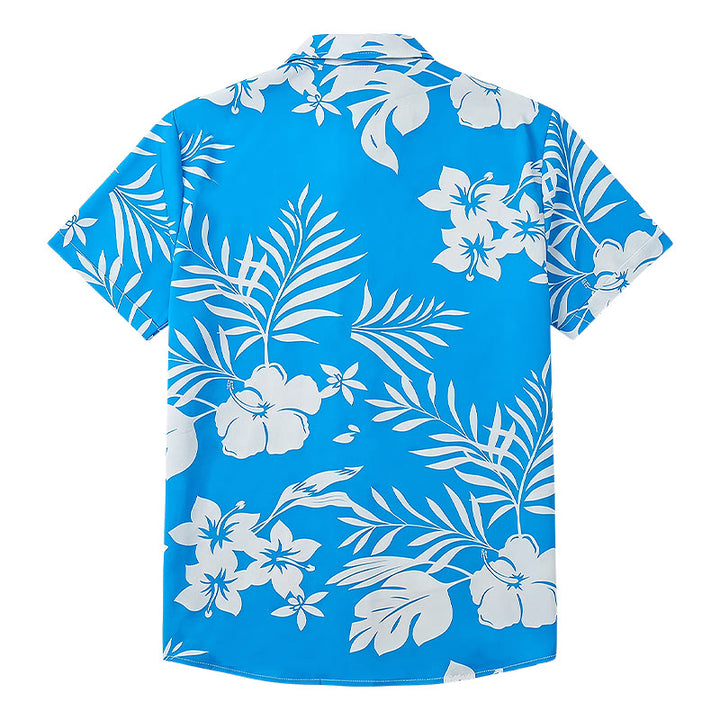 Camicia da uomo estiva a maniche corte con stampa floreale e foglie. - image 9