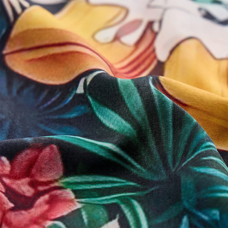 Boccale da birra da uomo con stampa floreale di palme tropicali, camicie hawaiane casual - image 5