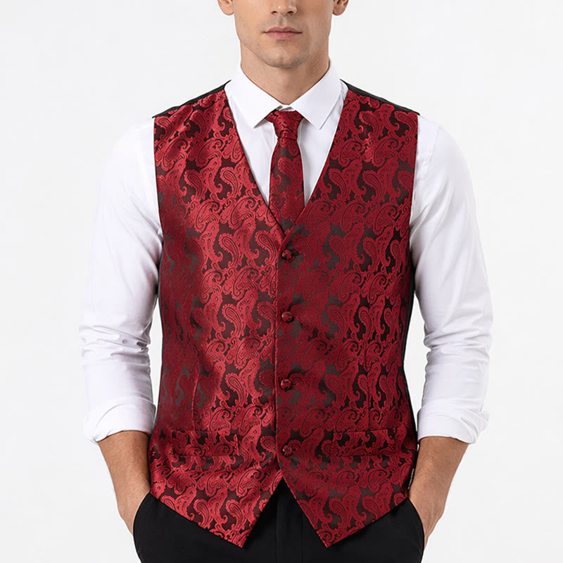 Gilet da uomo versatile con motivo paisley, set completo 3 in 1 con gilet - image 1