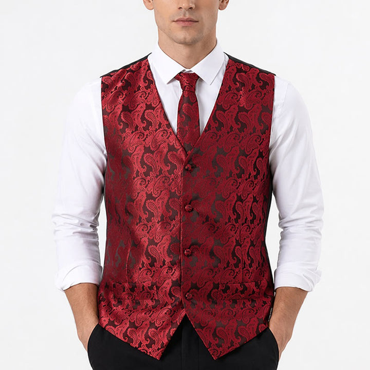 Gilet da uomo versatile con motivo paisley, set completo 3 in 1 con gilet - image 1