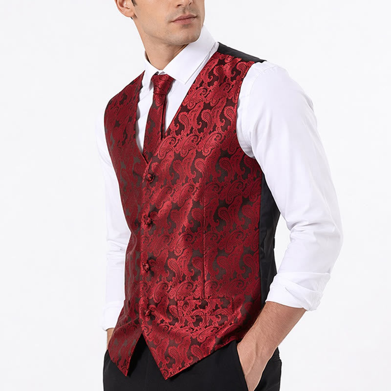 Gilet da uomo versatile con motivo paisley, set completo 4 in 1 - image 2