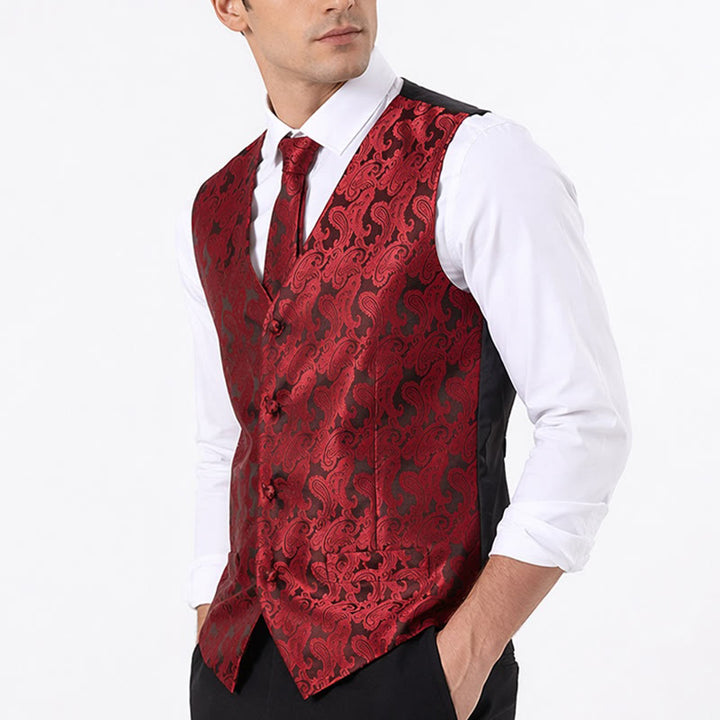 Gilet da uomo versatile con motivo paisley, set completo 4 in 1 - image 2