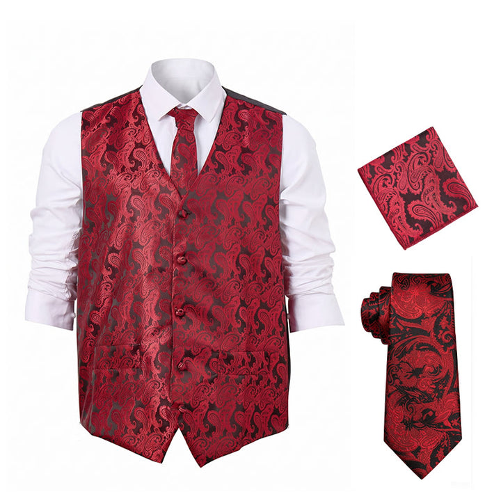 Gilet da uomo versatile con motivo paisley, set completo 3 in 1 con gilet - image 14
