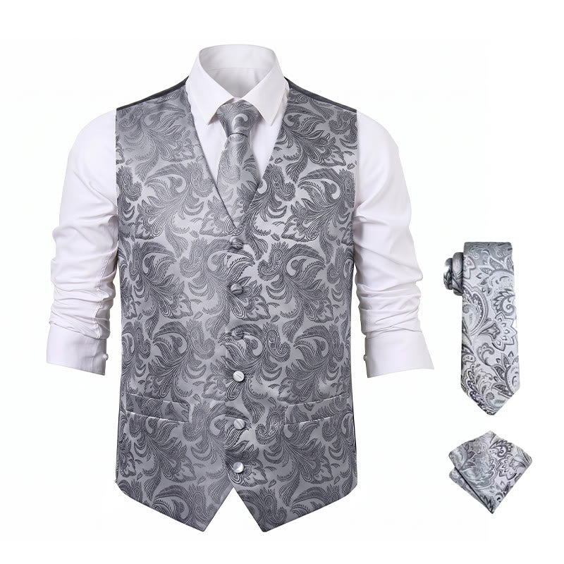 Gilet da uomo versatile con motivo paisley, set completo 3 in 1 con gilet - image 19