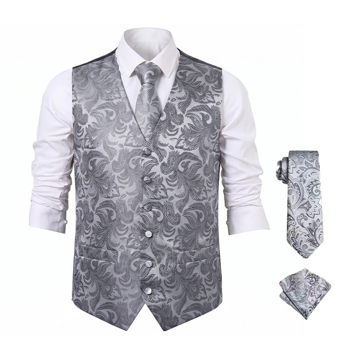 Gilet da uomo versatile con motivo paisley, set completo 3 in 1 con gilet - image 19