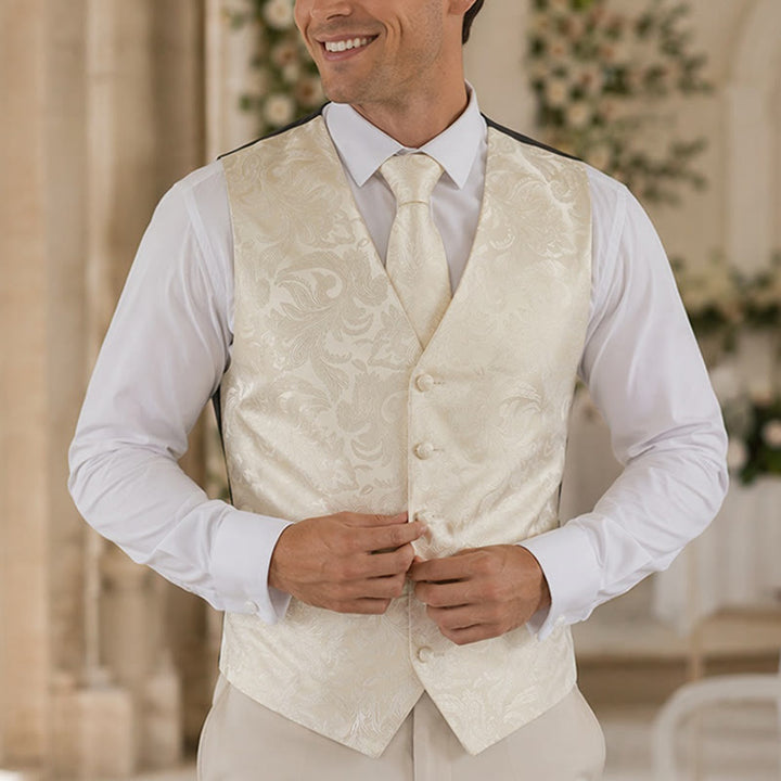Gilet da uomo versatile con motivo paisley, set completo 4 in 1 - Bianco avorio - 3XL - image 4