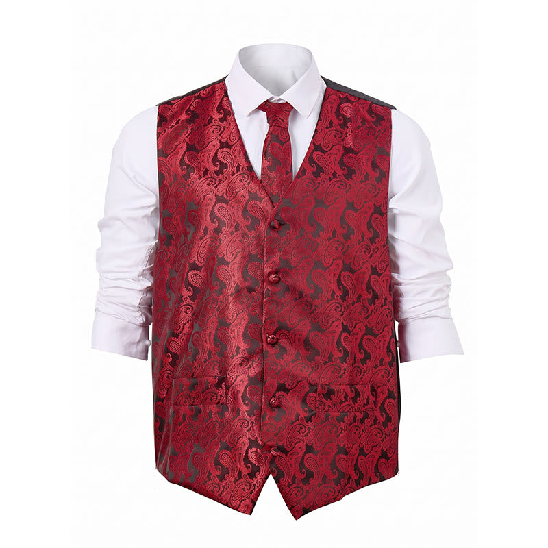 Gilet da uomo versatile con motivo paisley, set completo 3 in 1 con gilet - image 15