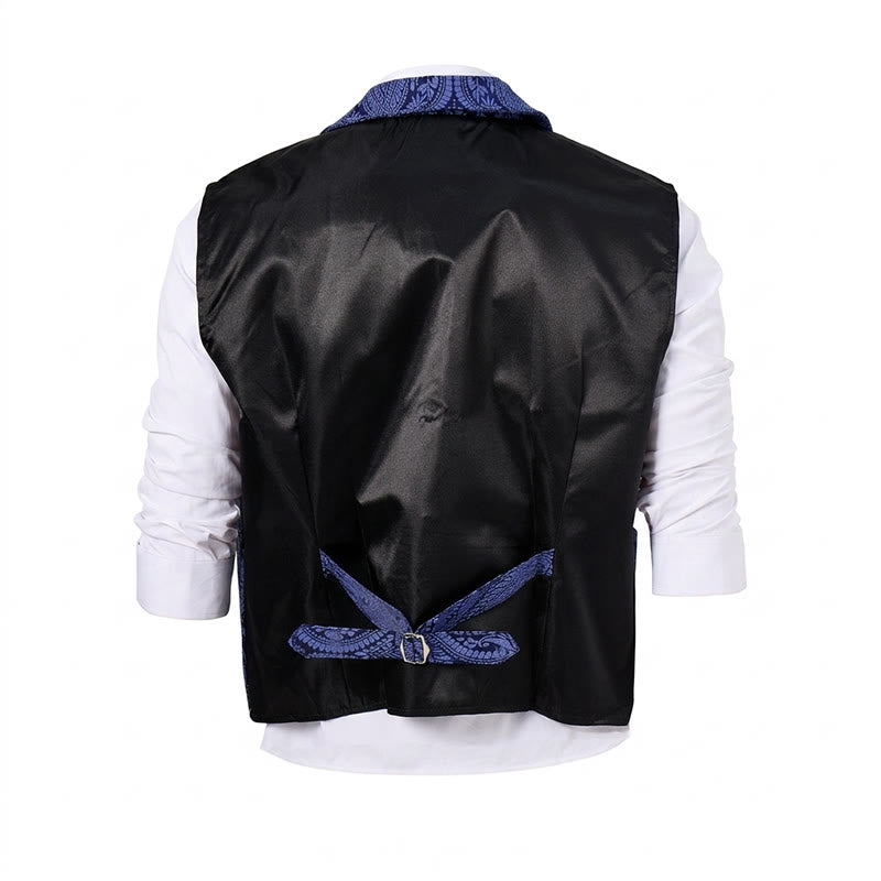 Gilet da uomo in ciniglia stile gotico con motivo floreale jacquard vittoriano, elegante e formale. - image 11