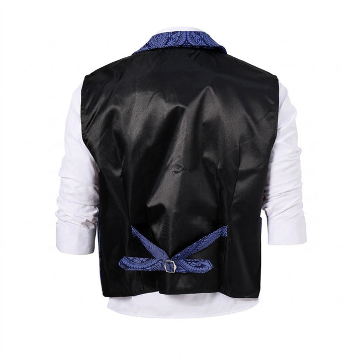 Gilet da uomo in ciniglia stile gotico con motivo floreale jacquard vittoriano, elegante e formale. - image 11