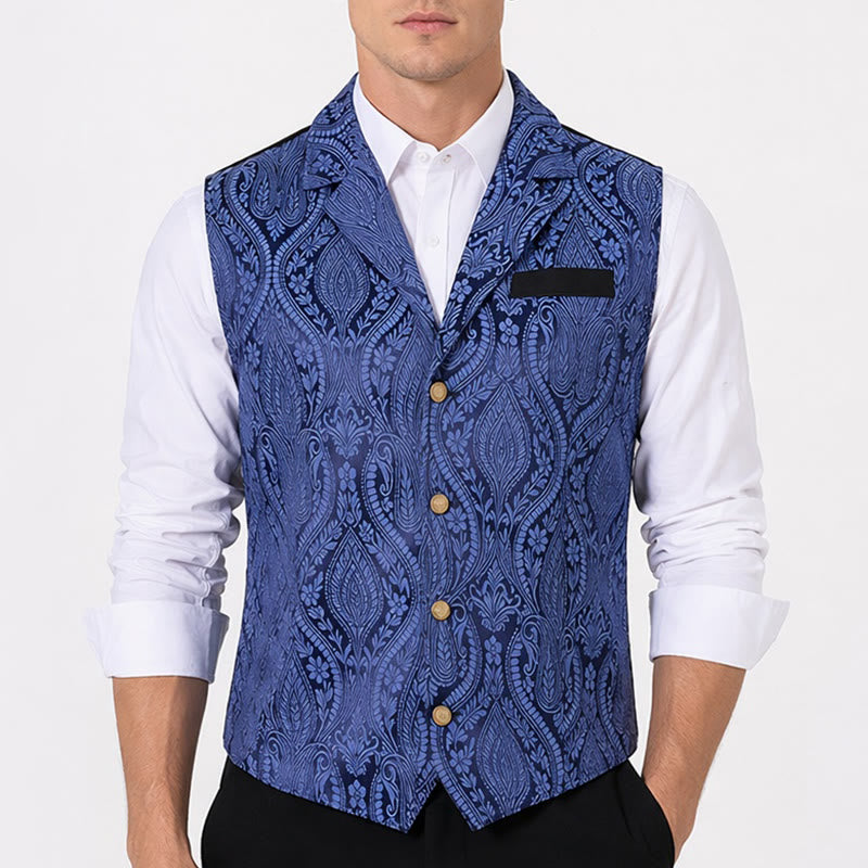 Gilet da uomo in ciniglia stile gotico con motivo floreale jacquard vittoriano, elegante e formale. - image 1