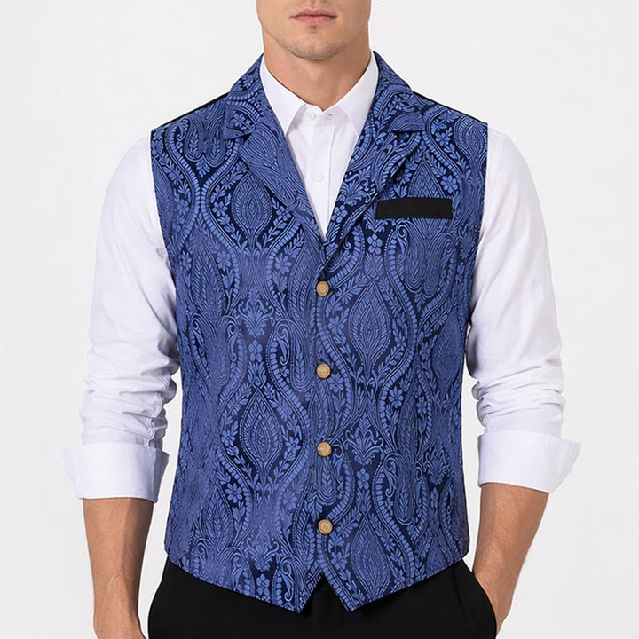 Gilet da uomo in ciniglia stile gotico con motivo floreale jacquard vittoriano, elegante e formale. - image 1