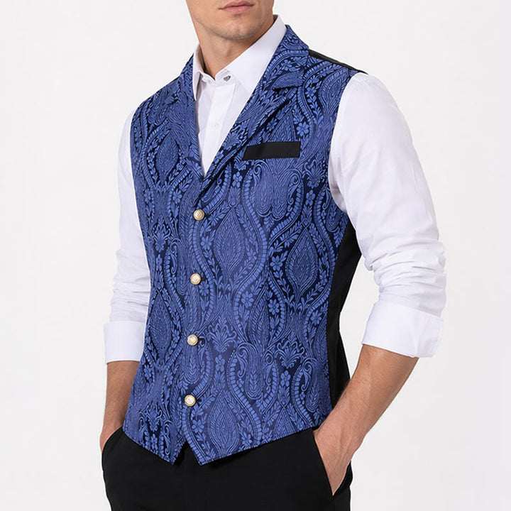 Gilet da uomo in ciniglia stile gotico con motivo floreale jacquard vittoriano, elegante e formale. - image 2