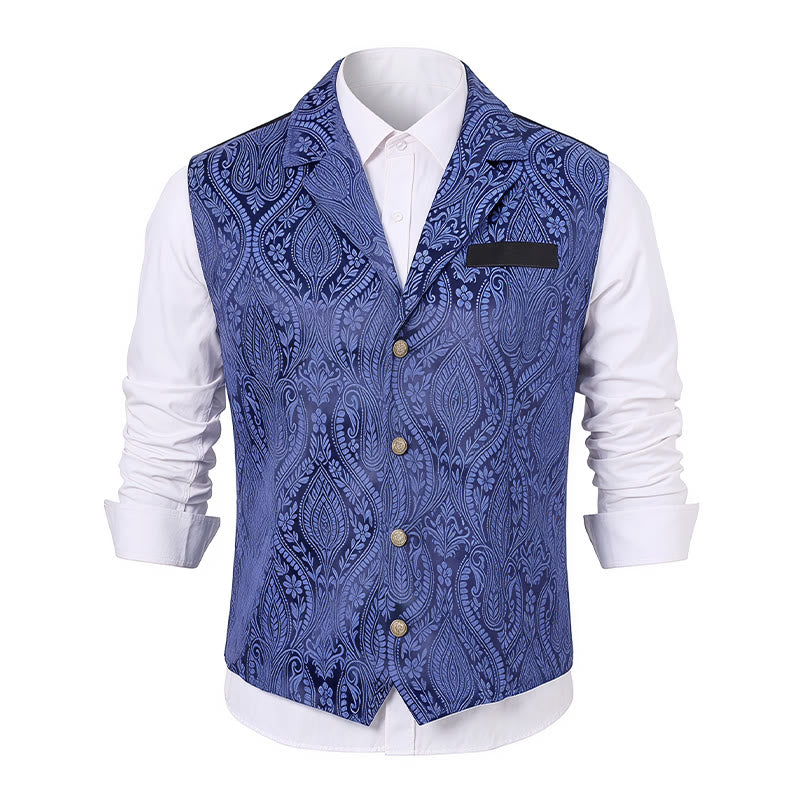 Gilet da uomo in ciniglia stile gotico con motivo floreale jacquard vittoriano, elegante e formale. - image 10