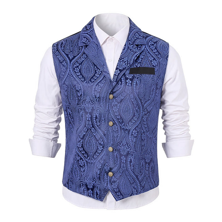 Gilet da uomo in ciniglia stile gotico con motivo floreale jacquard vittoriano, elegante e formale. - image 10